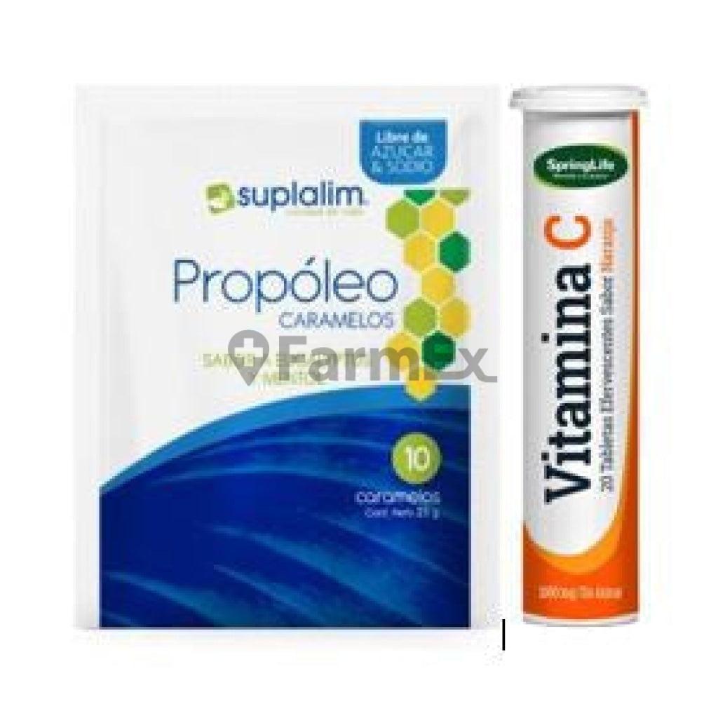 Pack Vitamina C 1000 mg x 20 comprimidos efervescentes (Springlife) + Propoleo x 10 Caramelos (Suplalim) SPRINGLIFE/suplalim